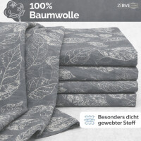 Baumwoll-Bettw&auml;sche Grau Elegantes Wei&szlig; Blattmuster, Natur-Design, Ganzjahresbettw&auml;sche ArinaV2