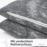 Baumwoll-Bettw&auml;sche Grau Elegantes Wei&szlig; Blattmuster, Natur-Design, Ganzjahresbettw&auml;sche ArinaV2