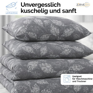 Bettw&auml;sche 240x220 Baumwolle 3-teilig Grau Bettbezug...