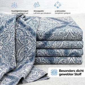 Bettw&auml;sche Blau Grau Bettbezug klassisches Ornament Design in Blau und Graut&ouml;nen Baumwolle Bettw&auml;sche-Set Blau Eleganze