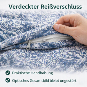 Bettw&auml;sche Blau Grau Bettbezug klassisches Ornament Design in Blau und Graut&ouml;nen Baumwolle Bettw&auml;sche-Set Blau Eleganze