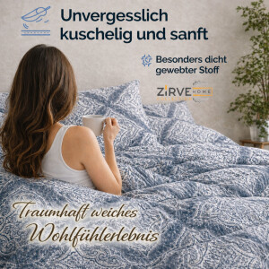 Bettw&auml;sche Blau Grau Bettbezug klassisches Ornament Design in Blau und Graut&ouml;nen Baumwolle Bettw&auml;sche-Set Blau Eleganze