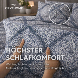 Bettw&auml;sche Blau Grau Bettbezug klassisches Ornament Design in Blau und Graut&ouml;nen Baumwolle Bettw&auml;sche-Set Blau Eleganze
