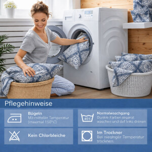 Bettw&auml;sche Blau Grau Bettbezug klassisches Ornament Design in Blau und Graut&ouml;nen Baumwolle Bettw&auml;sche-Set Blau Eleganze