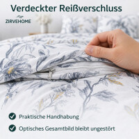 Baumwolle Bettw&auml;sche &ndash; Modernes Blumen Design in Grau Wei&szlig; mit Gelben Akzenten Graue Fiora