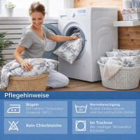 Baumwolle Bettw&auml;sche &ndash; Modernes Blumen Design in Grau Wei&szlig; mit Gelben Akzenten Graue Fiora