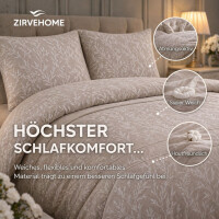 Bettw&auml;sche  Beige Bettbezug Natur Bl&auml;tter Design in Creme und Braun Bamboo