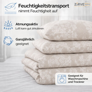 Bettw&auml;sche Beige Creme Bettbezug mit Elegantem Spitzen &amp; Ornament Muster Ornella