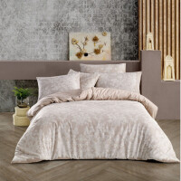 Bettw&auml;sche Beige Creme Bettbezug mit Elegantem Spitzen &amp; Ornament Muster Ornella