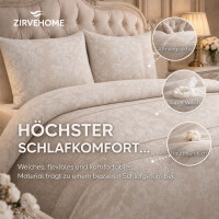 Bettw&auml;sche Beige Creme Bettbezug mit Elegantem Spitzen &amp; Ornament Muster Ornella