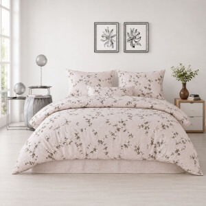 Bettw&auml;sche Baumwolle Bettbezug Beige mit Schwarz...