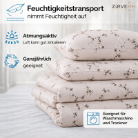 Bettw&auml;sche Baumwolle Bettbezug Beige mit Schwarz Wei&szlig;em Blumen und Zweigmuster Cozy