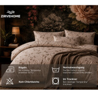 Bettw&auml;sche Baumwolle Bettbezug Beige mit Schwarz Wei&szlig;em Blumen und Zweigmuster Cozy