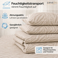 Bettw&auml;sche Baumwolle Beige &ndash; Bettbezug mit modernem Zebra-Muster &ndash; Ganzjahresbettw&auml;sche mit Rei&szlig;verschluss