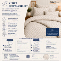 Bettw&auml;sche Baumwolle Beige &ndash; Bettbezug mit modernem Zebra-Muster &ndash; Ganzjahresbettw&auml;sche mit Rei&szlig;verschluss